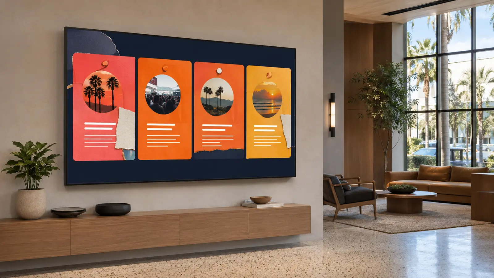 The Out & About Move Board in a apartment lobby